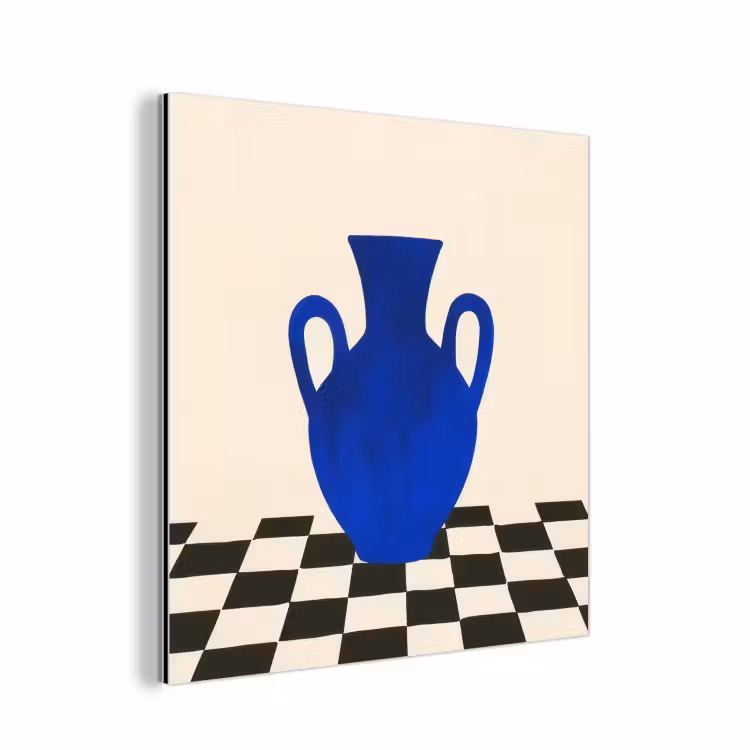 Aluminium schilderij - Vaas - Blauw - Geblokt - Modern — 1