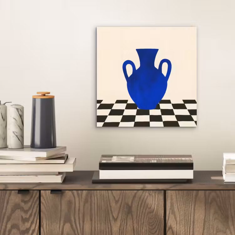 Aluminium schilderij - Vaas - Blauw - Geblokt - Modern — 2