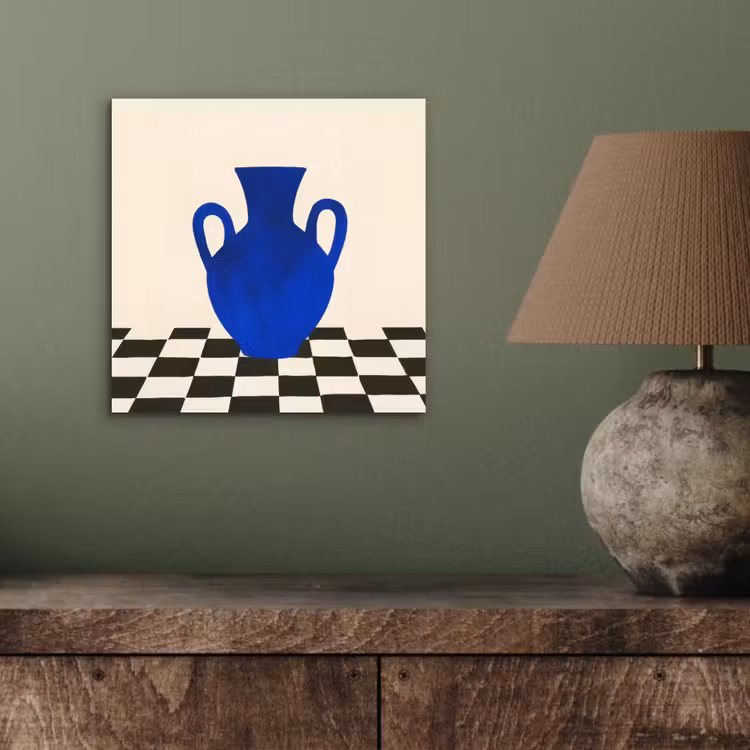 Aluminium schilderij - Vaas - Blauw - Geblokt - Modern — 3