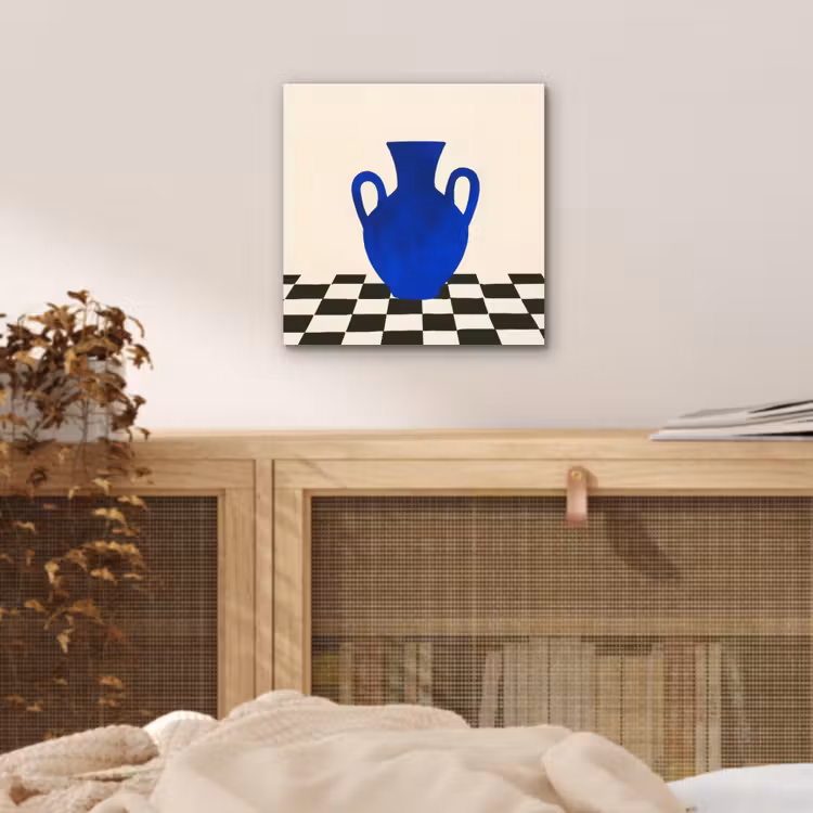 Aluminium schilderij - Vaas - Blauw - Geblokt - Modern — 4
