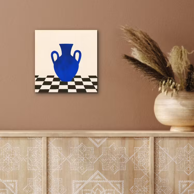 Aluminium schilderij - Vaas - Blauw - Geblokt - Modern — 5