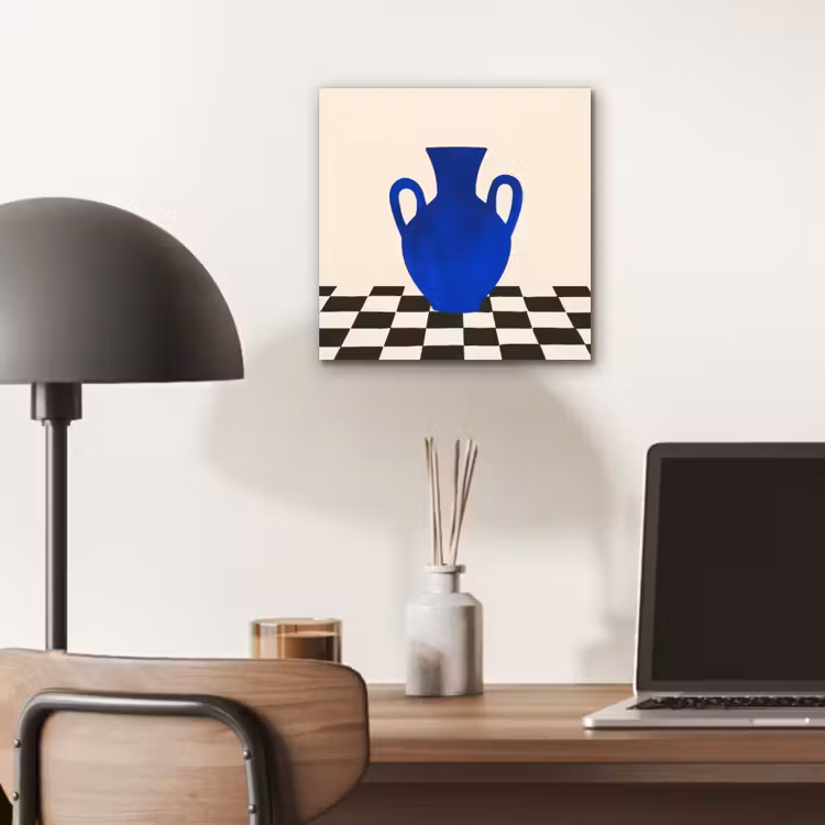 Aluminium schilderij - Vaas - Blauw - Geblokt - Modern — 6