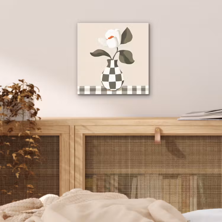 Aluminium schilderij - Vaas - Geruit - Groen - Bloem — 4