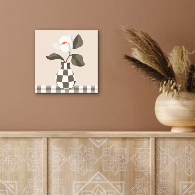 Aluminium schilderij - Vaas - Geruit - Groen - Bloem — 5