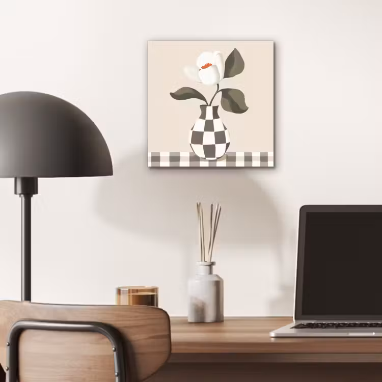 Aluminium schilderij - Vaas - Geruit - Groen - Bloem — 6