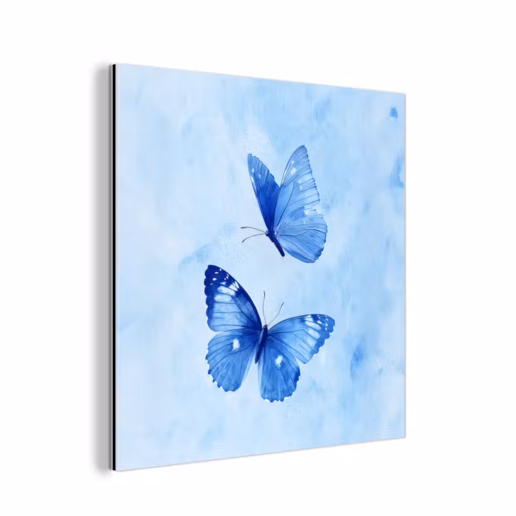 Aluminium schilderij - Vlinders - Sierlijk - Blauw — 1