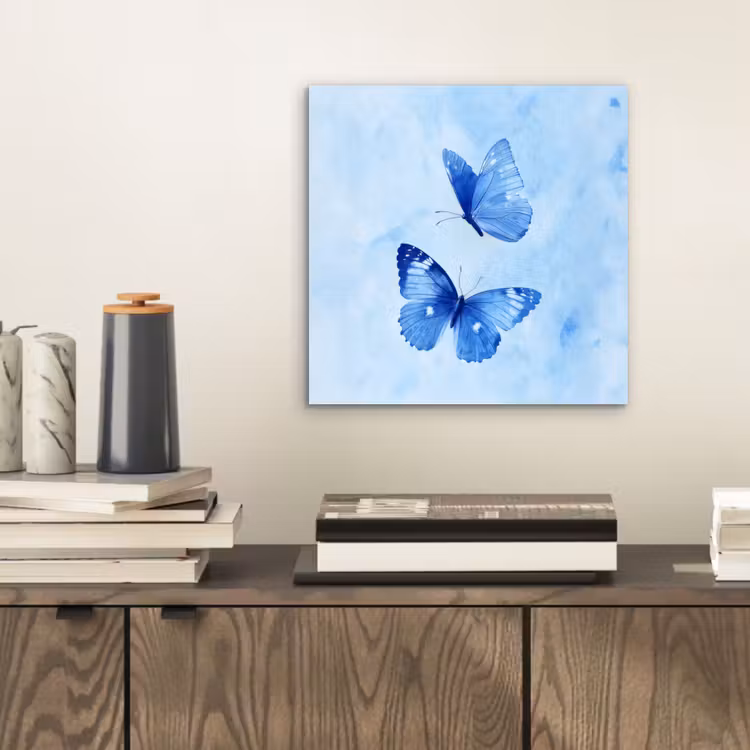 Aluminium schilderij - Vlinders - Sierlijk - Blauw — 2