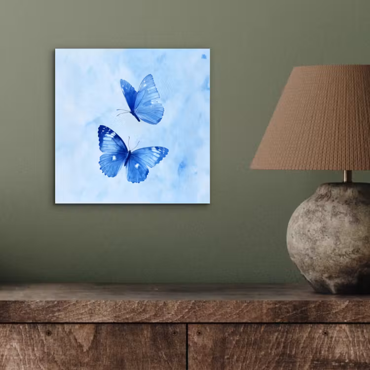 Aluminium schilderij - Vlinders - Sierlijk - Blauw — 3