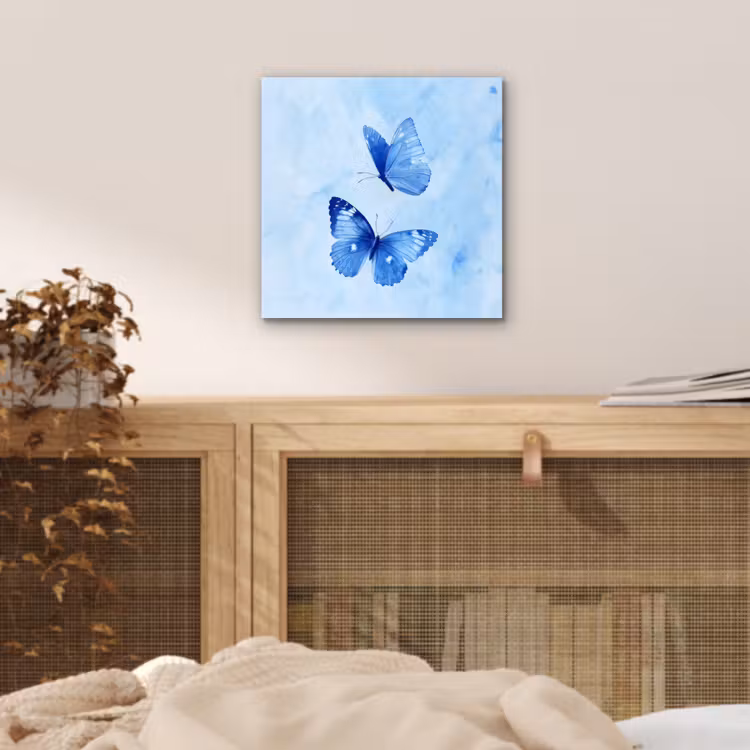 Aluminium schilderij - Vlinders - Sierlijk - Blauw — 4