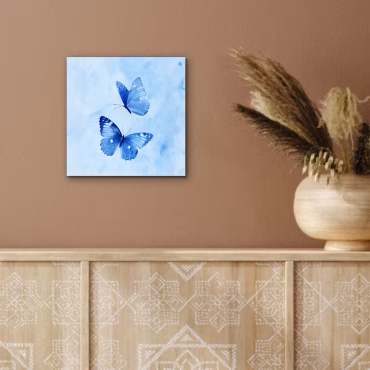 Aluminium schilderij - Vlinders - Sierlijk - Blauw — 5