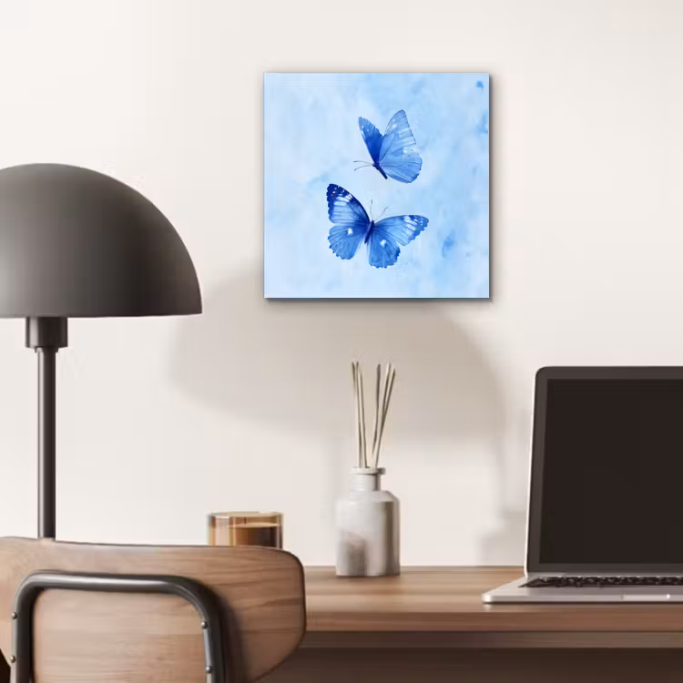 Aluminium schilderij - Vlinders - Sierlijk - Blauw — 6