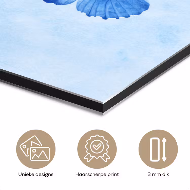 Aluminium schilderij - Vlinders - Sierlijk - Blauw — 7