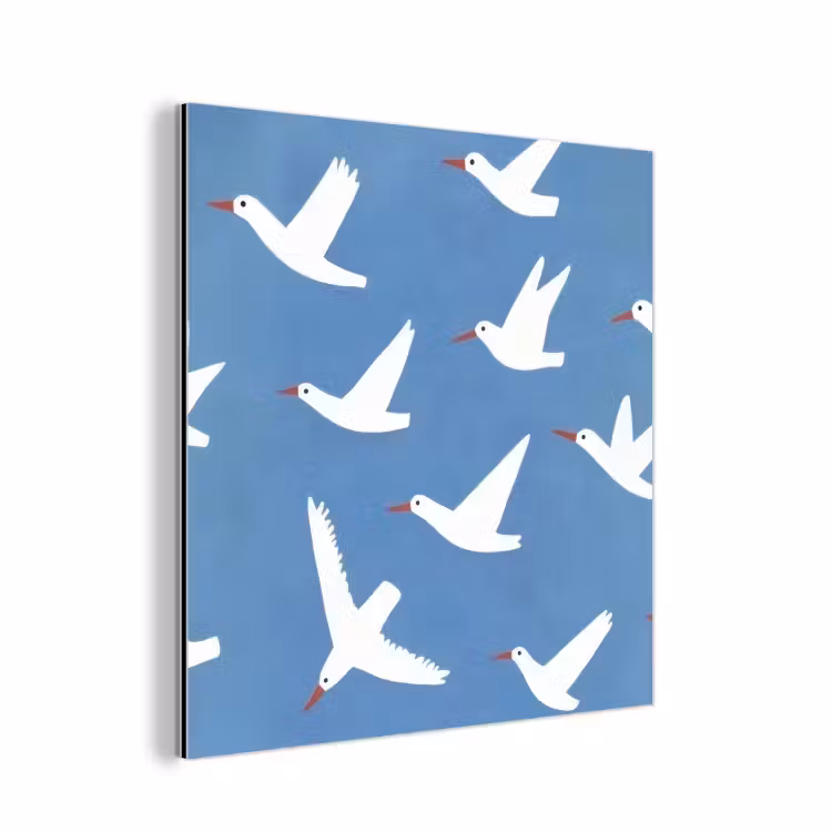 Aluminium schilderij - Vogels - Wit - Patroon — 1