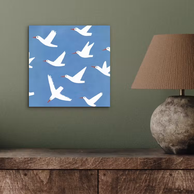 Aluminium schilderij - Vogels - Wit - Patroon — 3