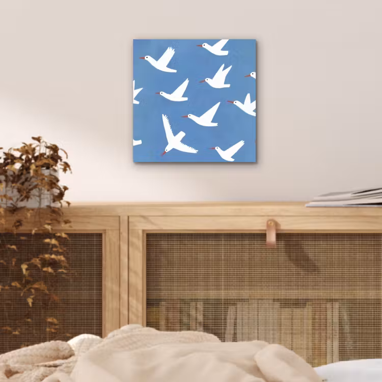 Aluminium schilderij - Vogels - Wit - Patroon — 4