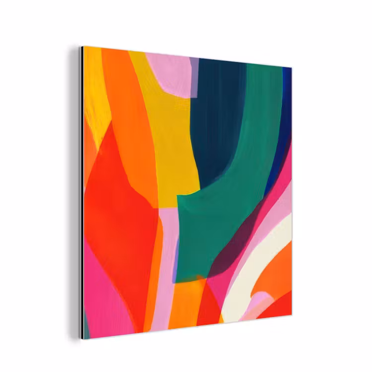 Aluminium schilderij - Vormen - Golvend - Abstract - Felroze — 1