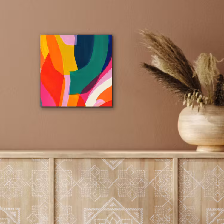 Aluminium schilderij - Vormen - Golvend - Abstract - Felroze — 5