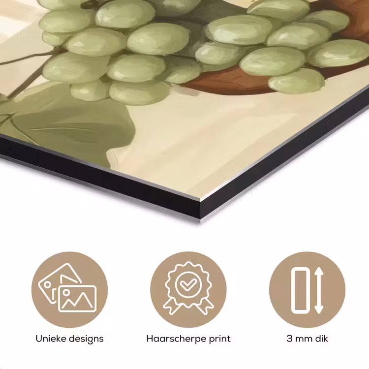 Aluminium schilderij - Wijn - Druiven - Kaas - Bladeren — 7
