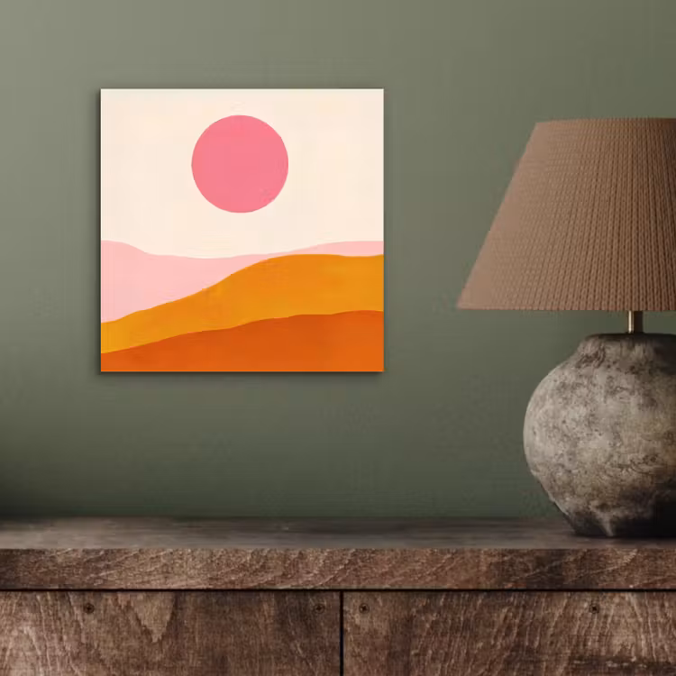 Aluminium schilderij - Zon - Heuvels - Abstract - Roze — 3