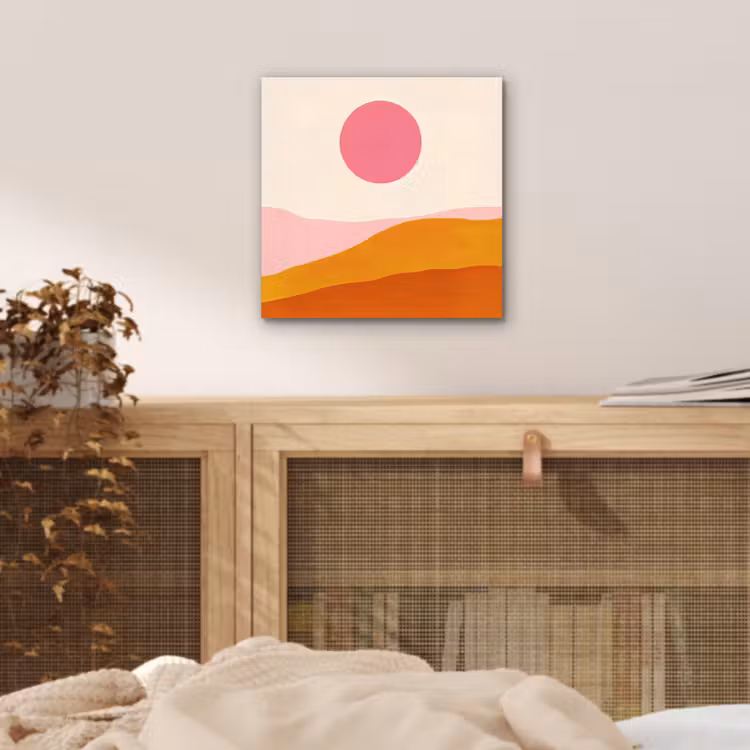 Aluminium schilderij - Zon - Heuvels - Abstract - Roze — 4
