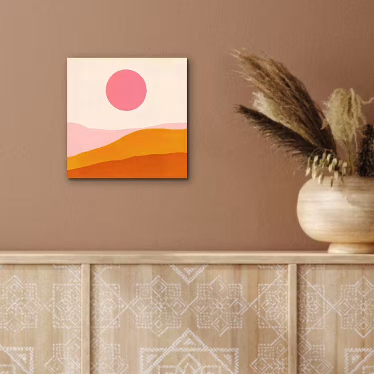 Aluminium schilderij - Zon - Heuvels - Abstract - Roze — 5