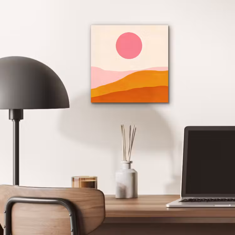 Aluminium schilderij - Zon - Heuvels - Abstract - Roze — 6