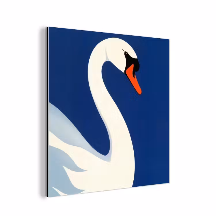 Aluminium schilderij - Zwaan - Wit - Snavel - Illustratie — 1