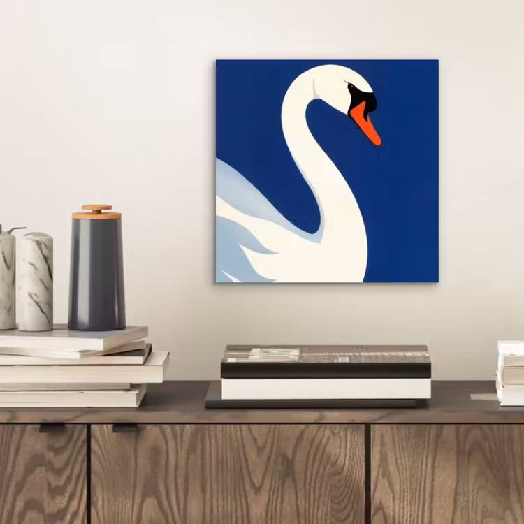 Aluminium schilderij - Zwaan - Wit - Snavel - Illustratie — 2