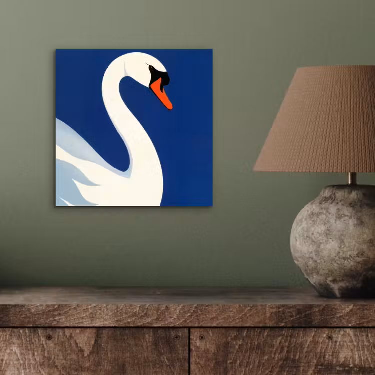 Aluminium schilderij - Zwaan - Wit - Snavel - Illustratie — 3