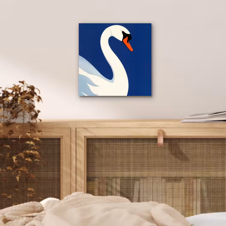 Aluminium schilderij - Zwaan - Wit - Snavel - Illustratie — 4