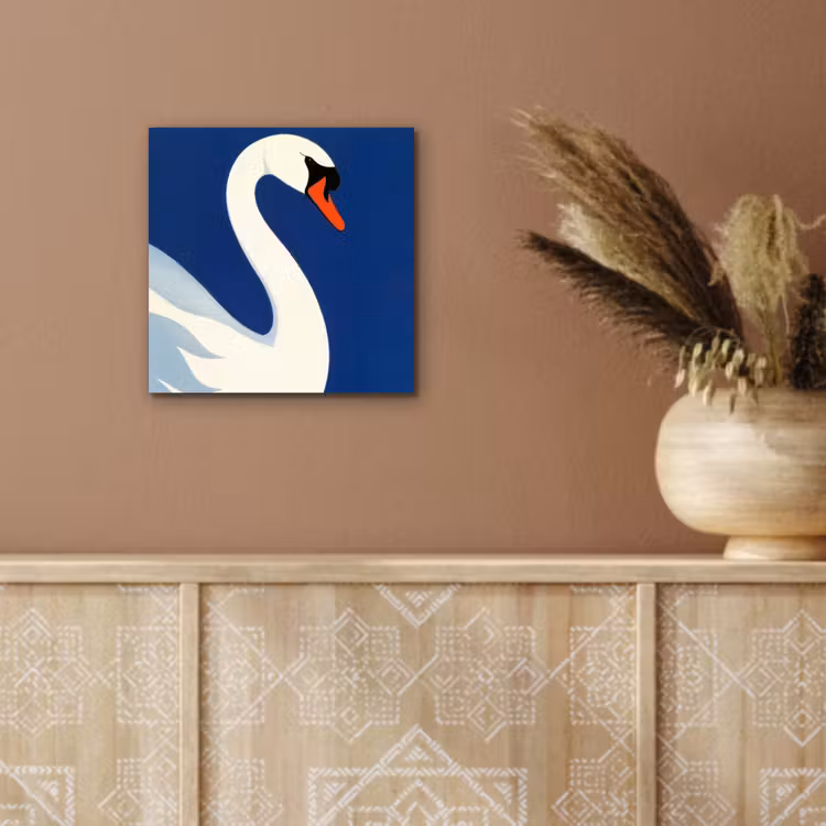 Aluminium schilderij - Zwaan - Wit - Snavel - Illustratie — 5