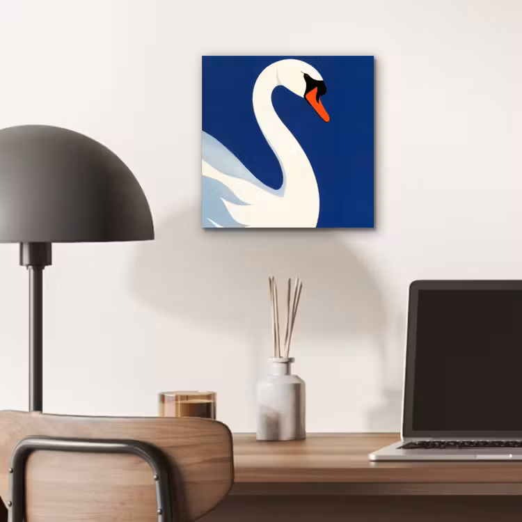 Aluminium schilderij - Zwaan - Wit - Snavel - Illustratie — 6
