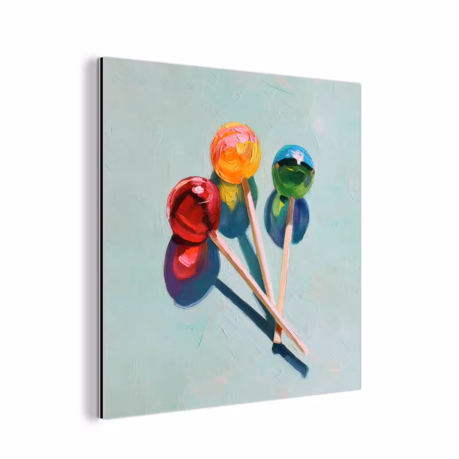 Aluminium schilderij - Lollys - Schaduw - Drie - Blauw — 1