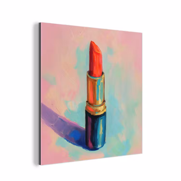 Aluminium schilderij - Lippenstift - Rood - Penseelstreken — 1