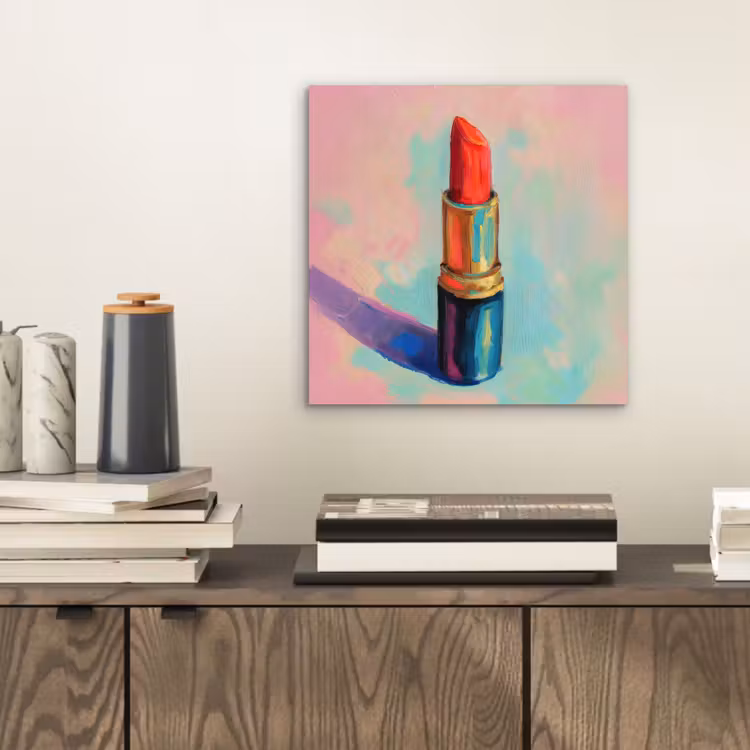 Aluminium schilderij - Lippenstift - Rood - Penseelstreken — 2