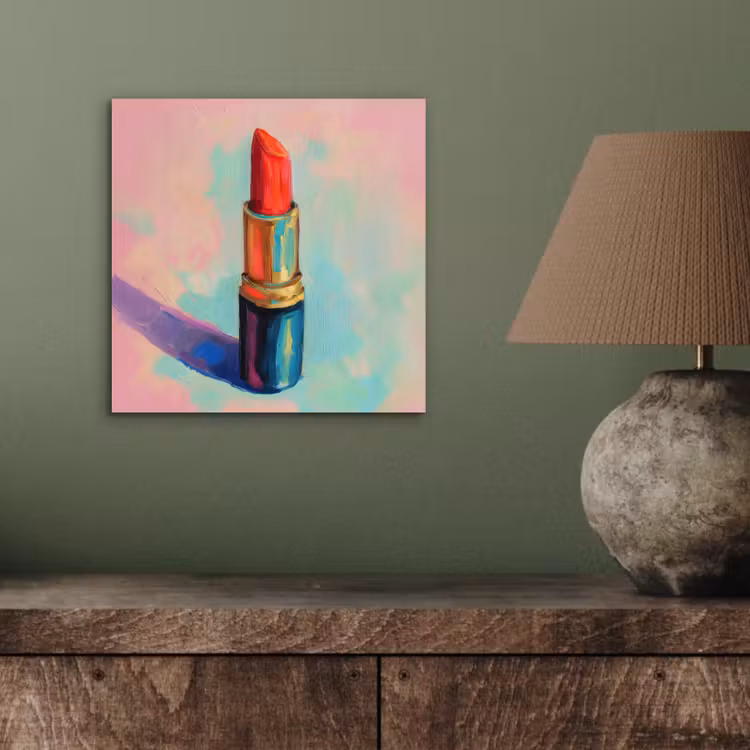 Aluminium schilderij - Lippenstift - Rood - Penseelstreken — 3
