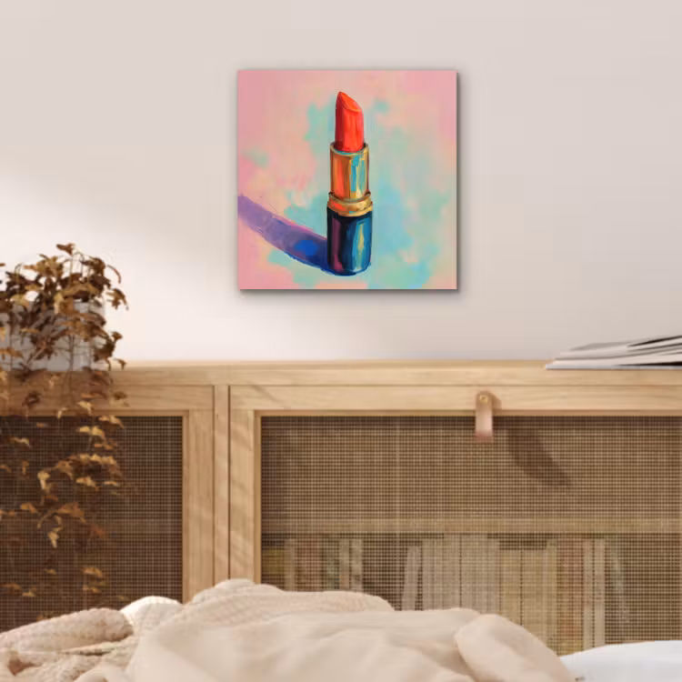 Aluminium schilderij - Lippenstift - Rood - Penseelstreken — 4