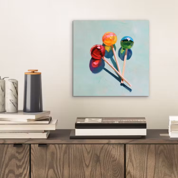 Aluminium schilderij - Lollys - Schaduw - Drie - Blauw — 2