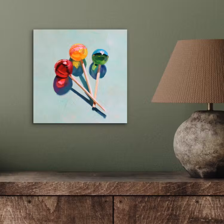 Aluminium schilderij - Lollys - Schaduw - Drie - Blauw — 3