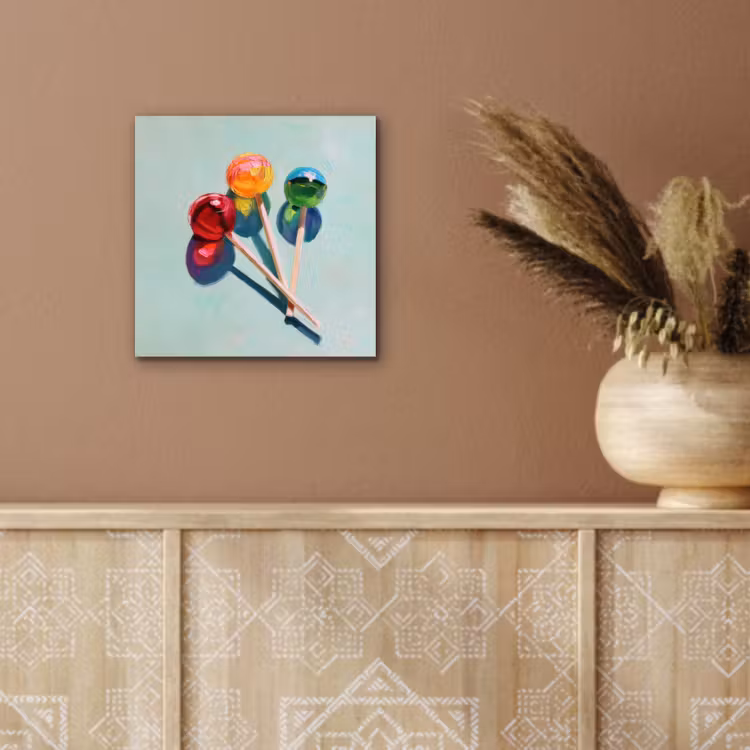 Aluminium schilderij - Lollys - Schaduw - Drie - Blauw — 5