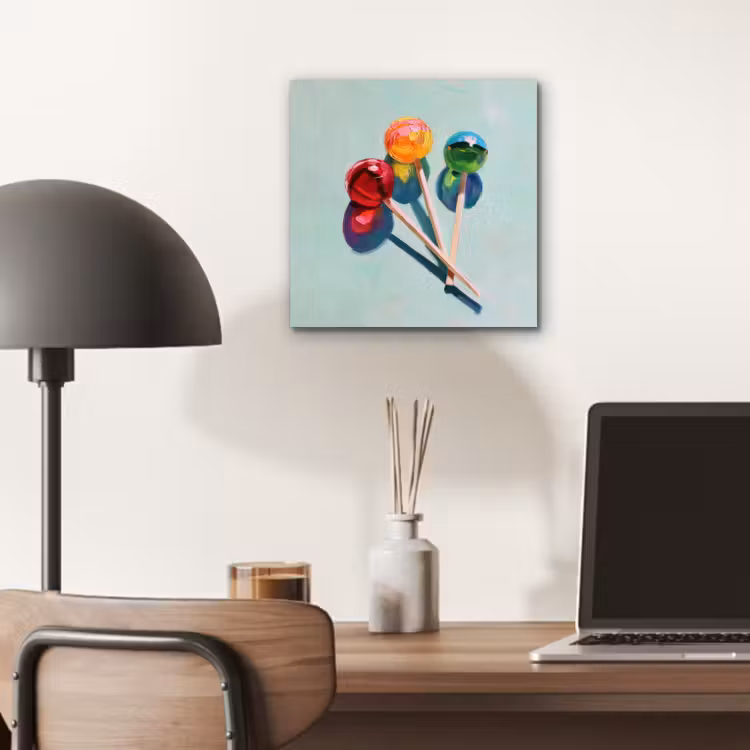 Aluminium schilderij - Lollys - Schaduw - Drie - Blauw — 6