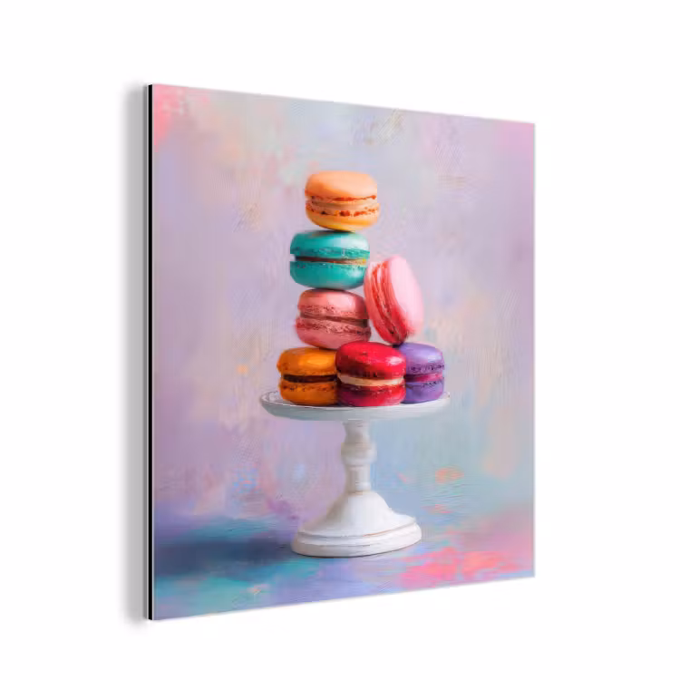 Aluminium schilderij - Macarons - Schaal - Pastel - Kleurrijk — 1