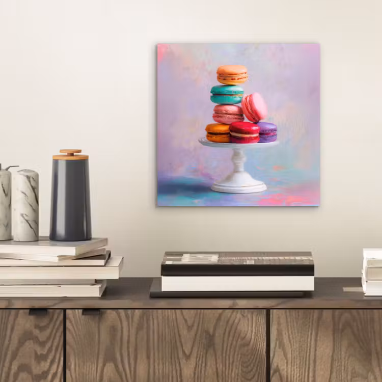 Aluminium schilderij - Macarons - Schaal - Pastel - Kleurrijk — 2