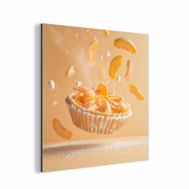 Aluminium schilderij - Peach - Eten - Taart - Oranje — 1