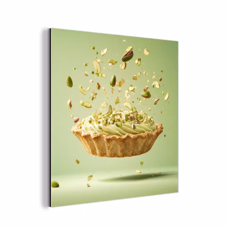 Aluminium schilderij - Pistache - Taart - Noten - Eten — 1