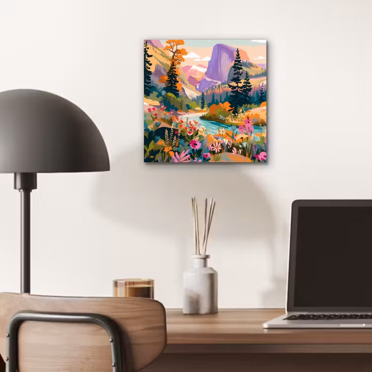 Aluminium schilderij - Rivier - Vallei vol bloemen - Levendig — 6