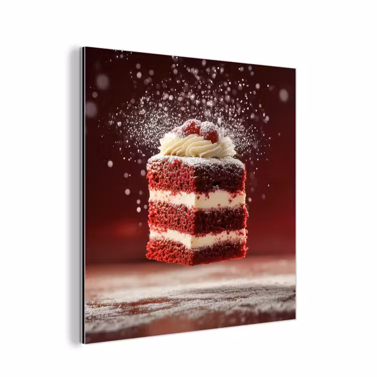 Aluminium schilderij - Rode - Velvet - Taart - Eten — 1