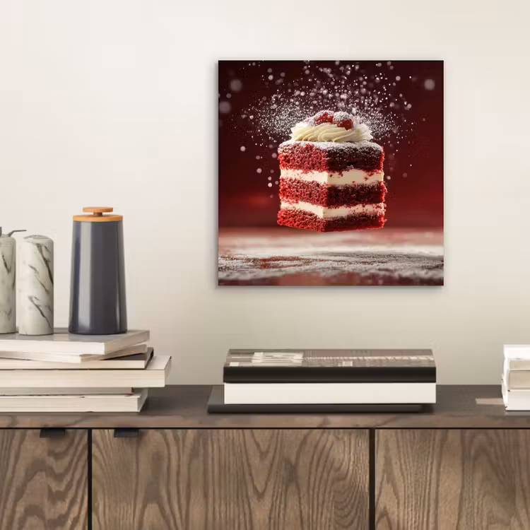 Aluminium schilderij - Rode - Velvet - Taart - Eten — 2