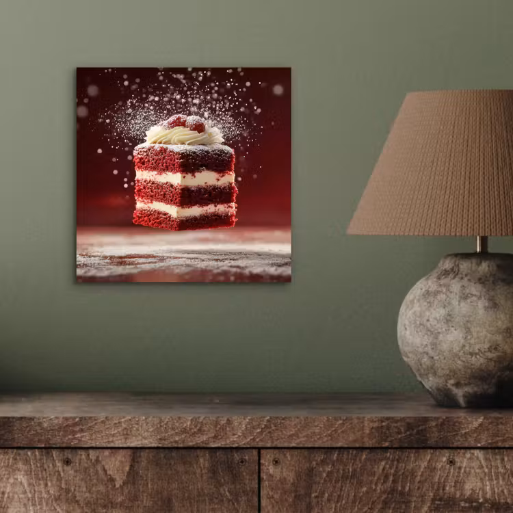 Aluminium schilderij - Rode - Velvet - Taart - Eten — 3