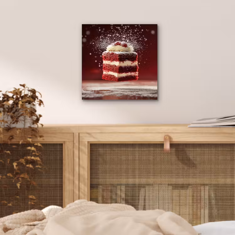 Aluminium schilderij - Rode - Velvet - Taart - Eten — 4